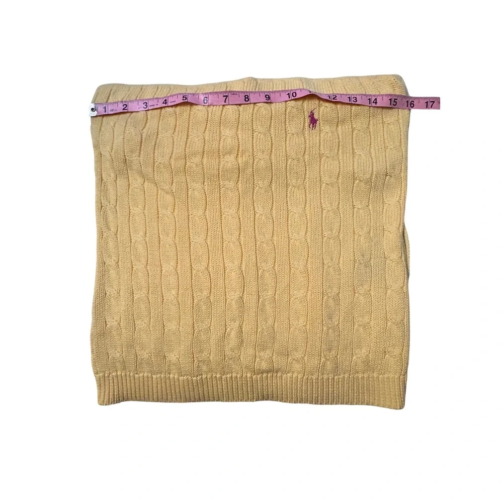 Ralph Lauren Yellow Cable Knit Halter Tube Top Pink Pony Cotton Size L - Picture 5 of 7